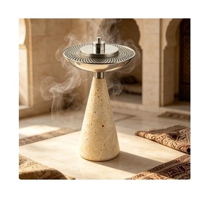 Brûleur d'encens en or martelé sur toute la surface – Porte-charbon et Bakhoor sur piédestal en forme de trompette évasée - Product Image 2