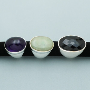 แหวนแต่งงานทางศาสนาของผู้ชาย925เงินแท้คริสตัลพลอยอัญมณีธรรมชาติทำด้วยมือ - Product Image 4