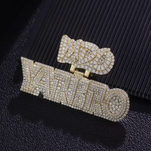 WAPERSO Pendentif Lettre en Cristal Micro-Pavé Plaqué Or Unisexe, Breloque Hiphop, Bijou Tendance - Product Image 1