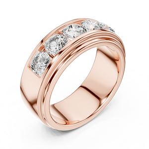 Anillo de banda ancha con diamantes de laboratorio en oro, anillo de boda moderno minimalista de tres piedras, joyería de diamantes contemporánea para aniversario o promesa - Product Image 5