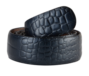 Black Automatic Buckle Leather <b>Belt</b> Slide Fastener Smooth Men Plain Sash Straps Business PU Leather <b>Belts</b> - Product Image 2