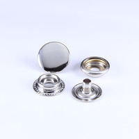Kancing Tekan Bulat Kuningan Nikel 4 Bagian Model CP02 untuk Jeans 15mm Buatan Taiwan