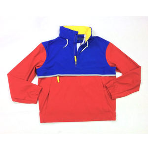 Sweat à capuche polaire personnalisé pour homme, demi-zip, color block, streetwear, décontracté, hiver, fabricant OEM en gros - Product Image 4