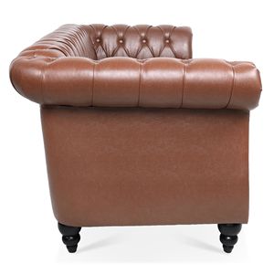 Divano Chesterfield a Tre Posti con Braccioli Arrotolati in PU Marrone 84.65 per Soggiorno - Product Image 5