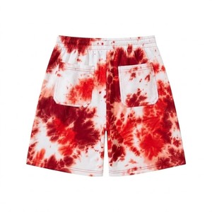 Pantalones Cortos de Verano para Hombre con Estampado Tie Dye Rojo, Estilo Urbano, Cintura Elástica, Casuales, Ligeros, Transpirables, Fabricación OEM Personalizada - Product Image 2