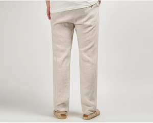 Pantalon décontracté homme en coton et lin, style chinois, coupe ample, taille mi-haute, devant plat, léger, nouvelle collection - Product Image 1