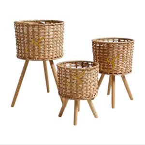Handmade Water Hyacinth Flower Basket: Nordic <b>Rustic</b> <b>Home</b> <b>Decor</b> - Product Image 3