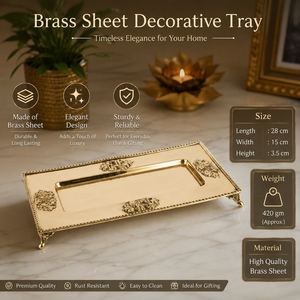 Plateau de service en laiton artisanal avec poignées, plat décoratif en métal pour la maison, les dîners, les mariages, les buffets, les restaurants, cadeau, décoration de luxe - Product Image 3