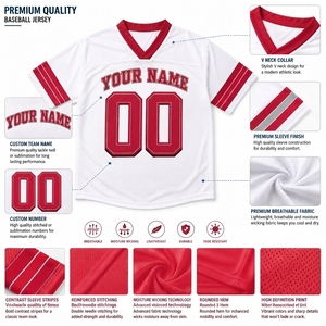 Camiseta de Fútbol Personalizada, Tejido de Malla Transpirable con Cuello en V y Manga Corta, Nombres/Números/Logotipos del Equipo Personalizados, Unisex, Corte Regular para Adultos - Product Image 6