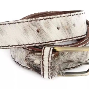 Ceinture Vintage en Cuir de Vachette Robuste avec Poils de Vache, Ceinture Décontractée pour Homme, Motif Fourrure, Qualité Premium - Product Image 6