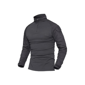 Camiseta de paintball negra estándar de manga larga con cremallera en el cuello de 7 pulgadas y parches tácticos para paintball recreativo - Product Image 2