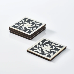 Elegant Bone Inlay Tea Coaster Set Handmade Luxury Table Accessory Stylish Decor for Home Office and Dining Use - Product Image 3