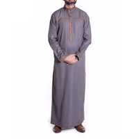 Jubba Thobe Khamis Robe Homme Hiver Haute Qualité Grande Taille Respirant Coton Polyester Islamique Perlé Décontracté Quatre Voies
