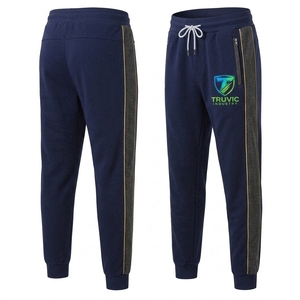 Pantalon de survêtement personnalisé en gros avec logo, polyester/coton respirant, écologique, pour homme, style urbain, couleurs unies, coupe mi-vintage - Product Image 4
