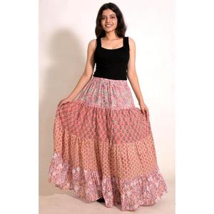 Women's Cotton <b>Patchwork</b> Long <b>Skirt</b> Handmade Boho Maxi <b>Skirt</b> Casual Beach Holiday Festival Wear - Product Image 3