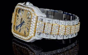 Luxury Rectangular Diamond Accented <b>Mechanical</b> <b>Watch</b> Stainless Steel Band Analog Display Case Deployment Clasp Unisex - Product Image 3