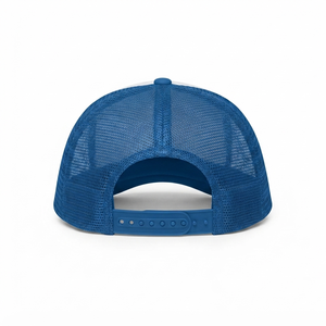 Premium 280 GSM 100% Cotton Foam Mesh 5 Panel <b>Purple</b> White Waterproof Unisex Trucker <b>Hat</b> with Custom Embroidery Logo - Product Image 6