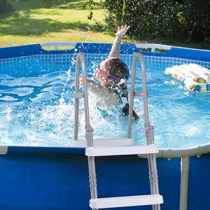 Scaletta per Piscina 52 Pollici in Metallo Grigio con Corrimano per Sicurezza nelle Piscine - Product Image 3