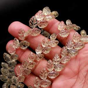 Cuentas de cuarzo limón natural talladas en forma de hoja de 10-11 mm, cuentas de piedras preciosas de cuarzo limón talladas a mano en forma de hoja, cuentas sueltas para la fabricación de joyería. - Product Image 5
