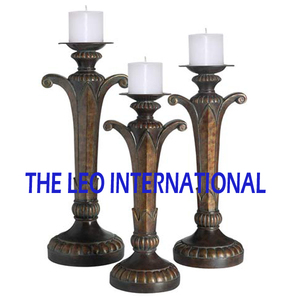 Wooden Antique Design <b>Candle</b> Holder <b>Set</b> of 3 Brown Color Decoration Best Quality Standard <b>Candle</b> Holder Home Supplies - Product Image 6