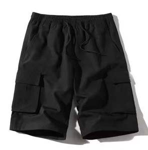 100% Cotton <b>Men's</b> Solid Pattern Mid Waist <b>Shorts</b> With Drawstrings Cargo Style Slim Fit <b>Men's</b> <b>Knee</b> <b>Length</b> Cargo <b>Shorts</b> - Product Image 4