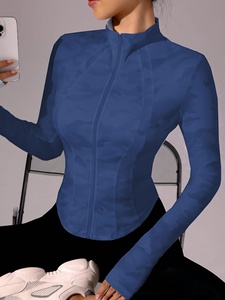 Women's Waterproof Spandex/Nylon Solid <b>Workout</b> <b>Jacket</b> Lightweight Zip-Up Athletic Running Pockets Front Long Sleeve Gym Yoga - Product Image 3