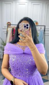 Vestido de Fiesta de Diseño NILESH TAILOR FASHION, Largo hasta el Suelo, Cuello Redondo, Hombros Descubiertos, Estilo Redes, Suave y de Primera Calidad, Colección Ideal para Festivales - Product Image 6