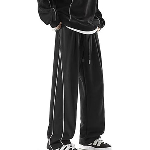 Custom OEM Men's Heavyweight Breathable Regular Customized Color Mid Black Nylon <b>Warm</b> Distressed Wide Leg Pants Autumn Casual - Product Image 2