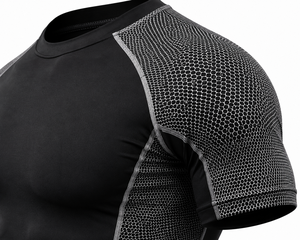 Camisetas de Compresión Blancas de Manga Corta para Hombre, Secado Rápido, Corte Ajustado, Cuello Redondo, Tejido de Lona Transpirable, 180g, Ropa Deportiva - Product Image 4