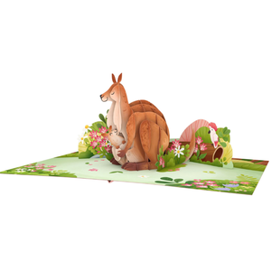Carte de vœux 3D pop-up sur le thème des animaux, collection spéciale kangourou, carte pop-up faite à la main, carte de vœux origami 3D 2026 - Product Image 3
