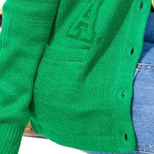 Cárdigan de Punto Verde Triple para Mujer, Manga Larga, Cierre de Botones, Suéter Elegante, Informal, a la Moda, para Usar en Capas, con Bordado Personalizado - Product Image 6
