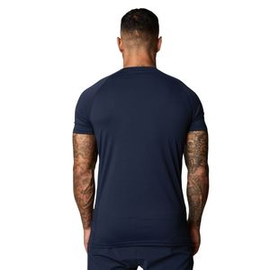 Camiseta con estampado gráfico azul marino para hombre, cuello redondo, manga corta, atlética, para gimnasio, entrenamiento, ropa deportiva informal, ropa deportiva - Product Image 5