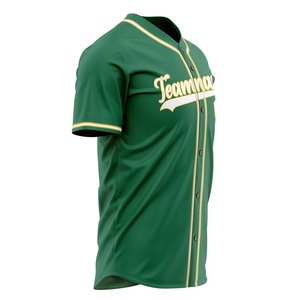 Polyester Mesh Fabric Green Baseball Jersey Men's Short Sleeve Sublimated Team Name Number Moisture Wicking Adult Sports Wear - Product Image 2