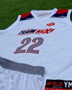 Conjunto de Uniforme de Baloncesto Blanco, Rojo y Azul Sublimado, Uniformes Deportivos para Hombre que Absorben la Humedad - Product Image 5