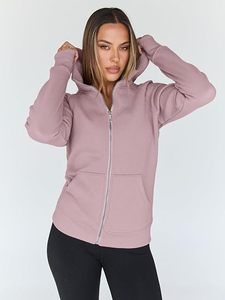Women's Hooded Full Zip Sweatshirt Regular Fit Solid Color Cotton Bamboo Fiber Knitted Autumn Wear - Product Image 2