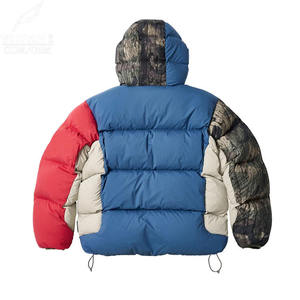 Custom Camouflage Spliced <b>Waterproof</b> Windproof Hooded Men's Puffer Green Casual <b>Winter</b> <b>Coat</b> - Product Image 4