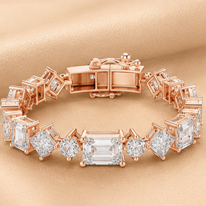 Pulsera de tenis geométrica con diamantes, chapada en plata, 14 quilates, certificada IGI, claridad VVS1-VVS2, corte princesa, joyería nupcial, regalo para mujer - Product Image 3