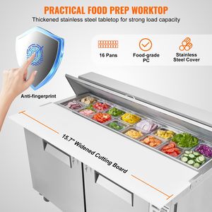 Tavolo Refrigerato Professionale in Acciaio Inox da 60 Pollici per Preparazione Sandwich e Insalate, 16,4 Cu. Ft. Attrezzature di Refrigerazione per Cucine Commerciali - Product Image 3