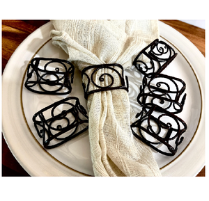 Metal Napkin Buckle Black Ring 6-Piece Handmade Designer Eco-Friendly Stocked Custom Sizes Napkin Holder for Wedding Parties - Product Image 1