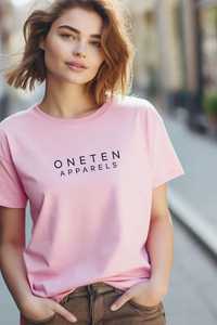 ONETEN APPARELS Camiseta Rosa de Cuello Alto para Mujer, Manga Corta, Corte Regular, Informal, de Lona Impermeable y Poliéster, para Todas las Temporadas - Product Image 5