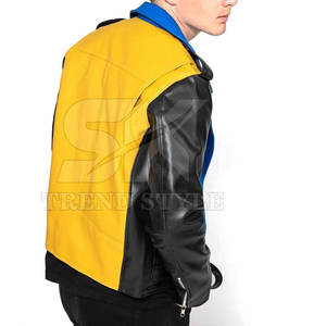 Chaqueta de Cuero para Motociclista, Negra, para Hombre, Multicolor, de un Solo Tono, con Diseño de Paneles Modernos, Chaqueta de Cuero Premium - Product Image 3