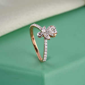 Corazón corte diamante medio Halo solitario acento anillo elegante diamante anillos colección - Product Image 1