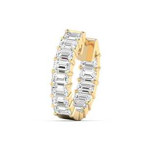 3Ct Emerald Cut Lab Grown Diamond Prong Set IGI Certified Women's <b>Hoop</b> <b>Earrings</b> 14K/18K <b>Solid</b> Gold Everyday Wear Classic Luxury - Product Image 3