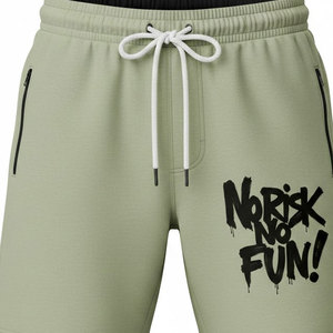Shorts kaki homme personnalisés 240 GSM, shorts décontractés avec poches profondes, taille élastique et cordon de serrage, coupe confortable pour homme. - Product Image 3