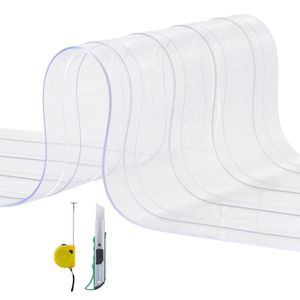 Cortina de tiras de PVC de 150 pies de largo, 8 pulgadas de ancho, 0.08 pulgadas de grosor, transparente, con nervaduras, para puertas, rollo a granel para logística y almacenes, plástico - Product Image 4