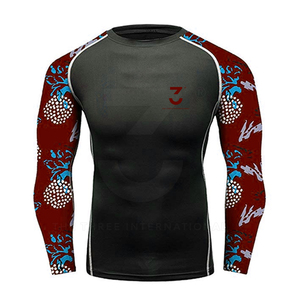 High Quality Heat-Transfer Printed <b>Men's</b> Rash Guards Quick Dry Spandex/Polyester <b>Compression</b> Top Comfortable Fit - Product Image 5