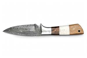 Cuchillo de Camping Personalizado Hecho a Mano de Acero de Damasco con Mango de Madera y Hueso y Refuerzo de Acero, Hoja Fija - Product Image 2