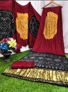 Sari Bandhani Rajasthani con Pallu Elegante – Prenda Étnica de Tela Suave para Fiestas y Festivales - Product Image 4