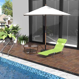 Sdraio Pieghevole Verde in Ferro e Alluminio con Schienale Regolabile a 6 Livelli, Portatile con Cuscino per Patio, Hotel, Giardino, Spiaggia - Product Image 2
