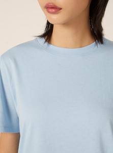 Camiseta de manga corta con cuello redondo para hombre, azul claro, de corte regular, informal, de algodón liso, jersey de gramaje pesado, color sólido, con hombros caídos - Product Image 2